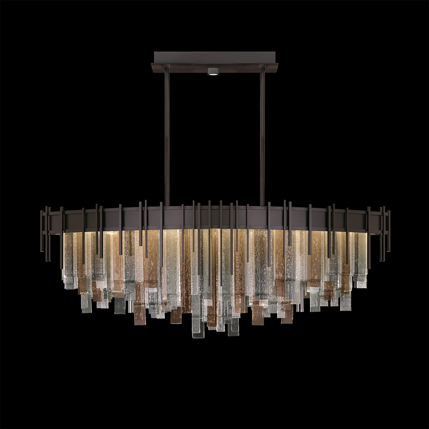 54.5-Inch Fused-Glass Oblong Pendant / Midnight Steel / Multi-Tone