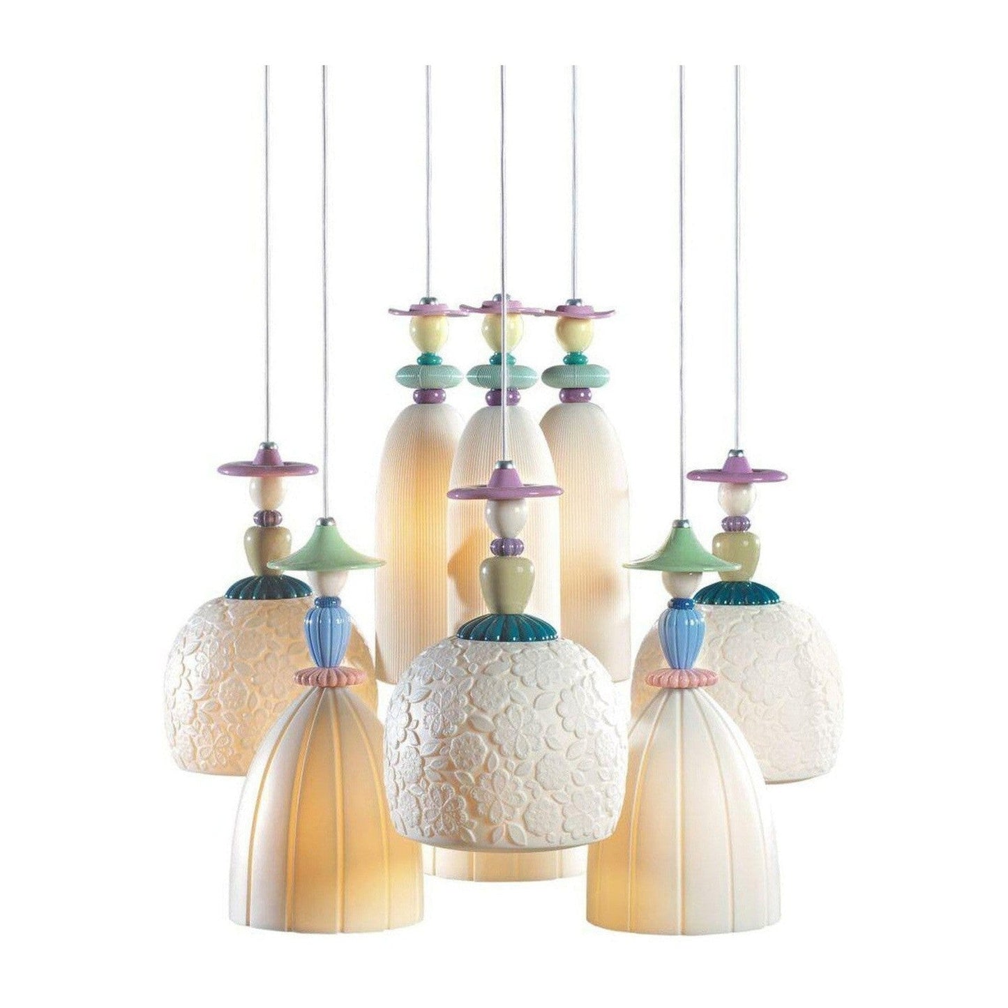 9-Light Floral Porcelain Tulip Chandelier