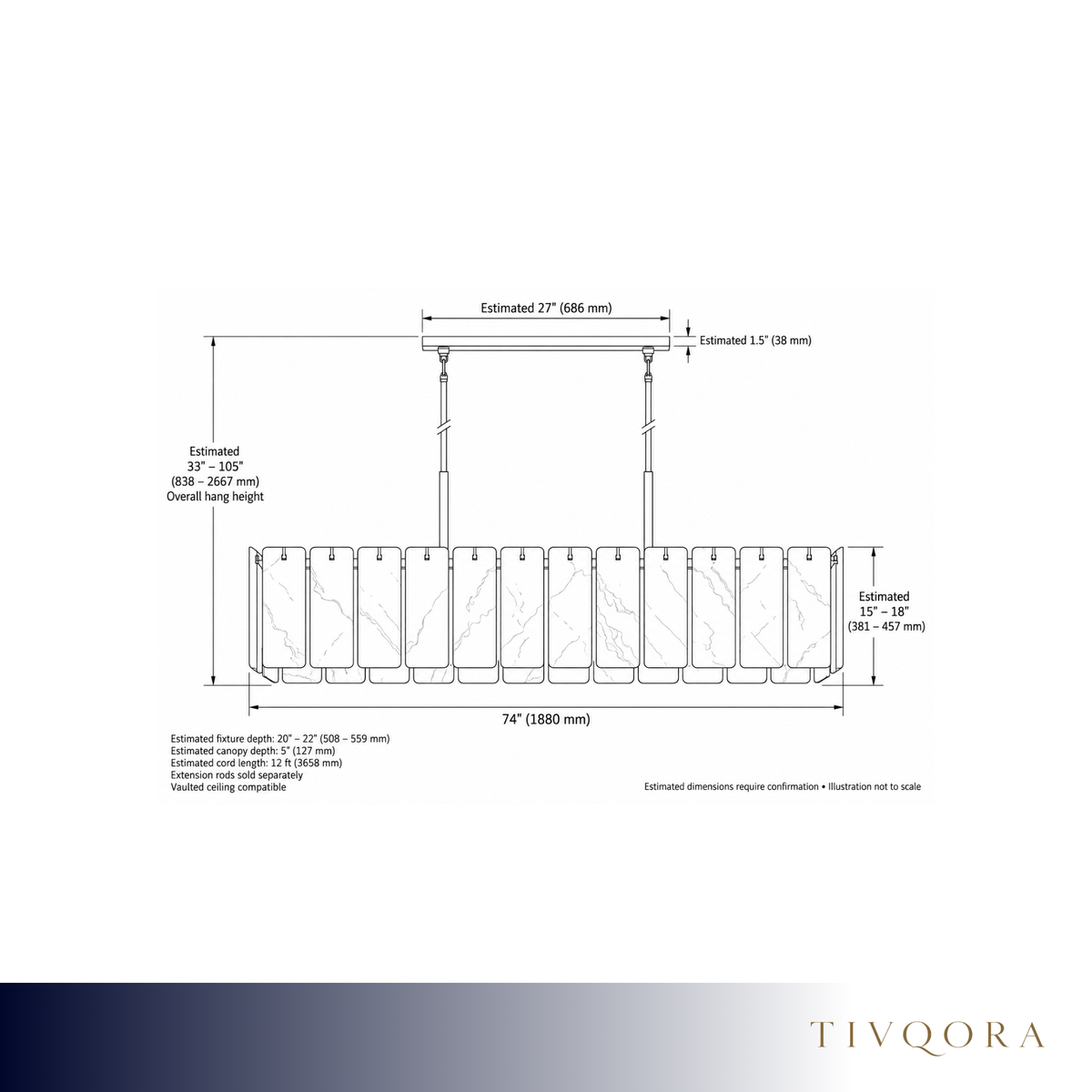 Onyx Radius Panel Linear Chandelier