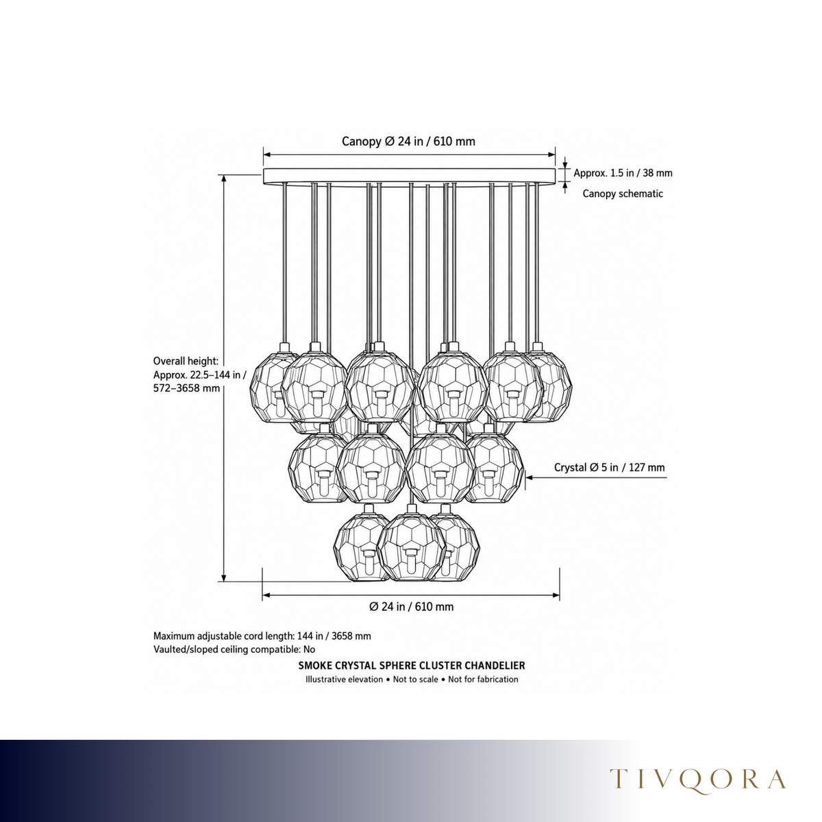 Smoke Crystal Sphere Cluster Chandelier