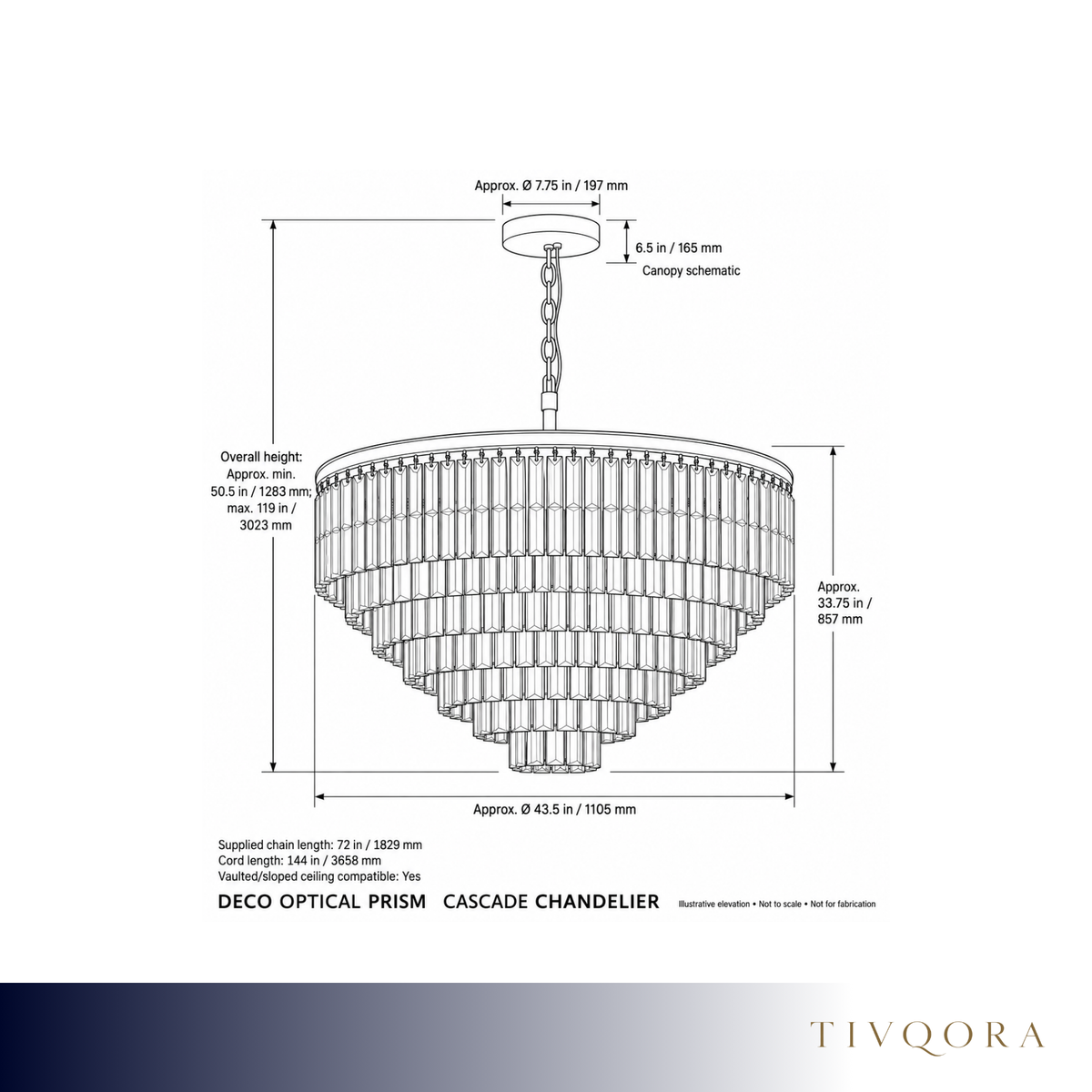 Deco Optical Prism Cascade Chandelier