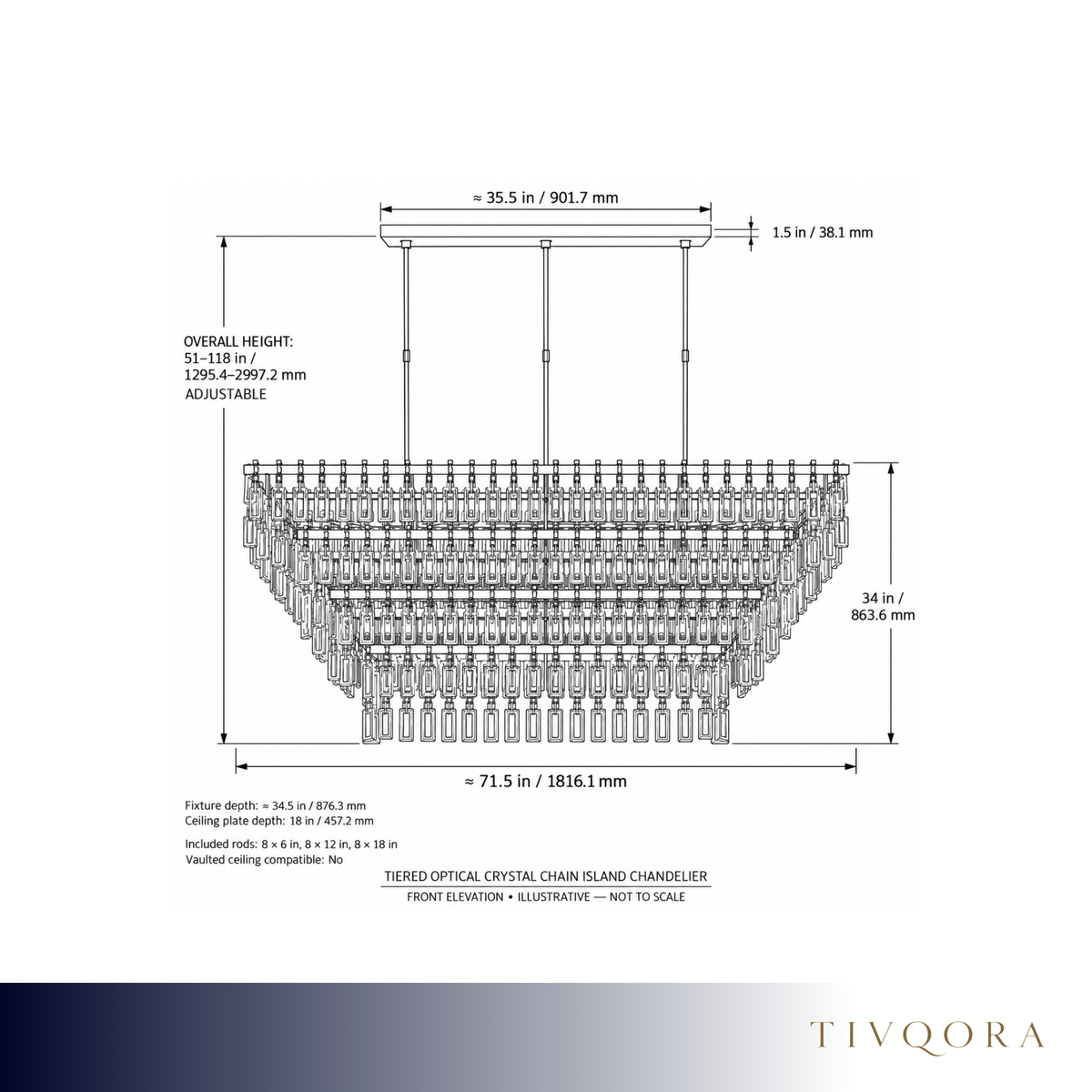 Tiered Optical Crystal Chain Island Chandelier