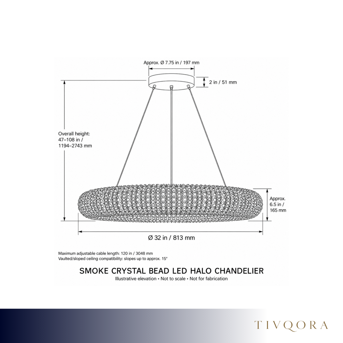 Smoke Crystal Bead LED Halo Chandelier