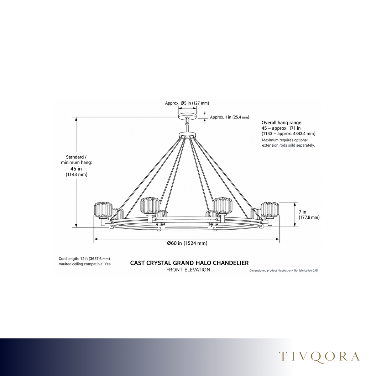 Cast Crystal Grand Halo Chandelier