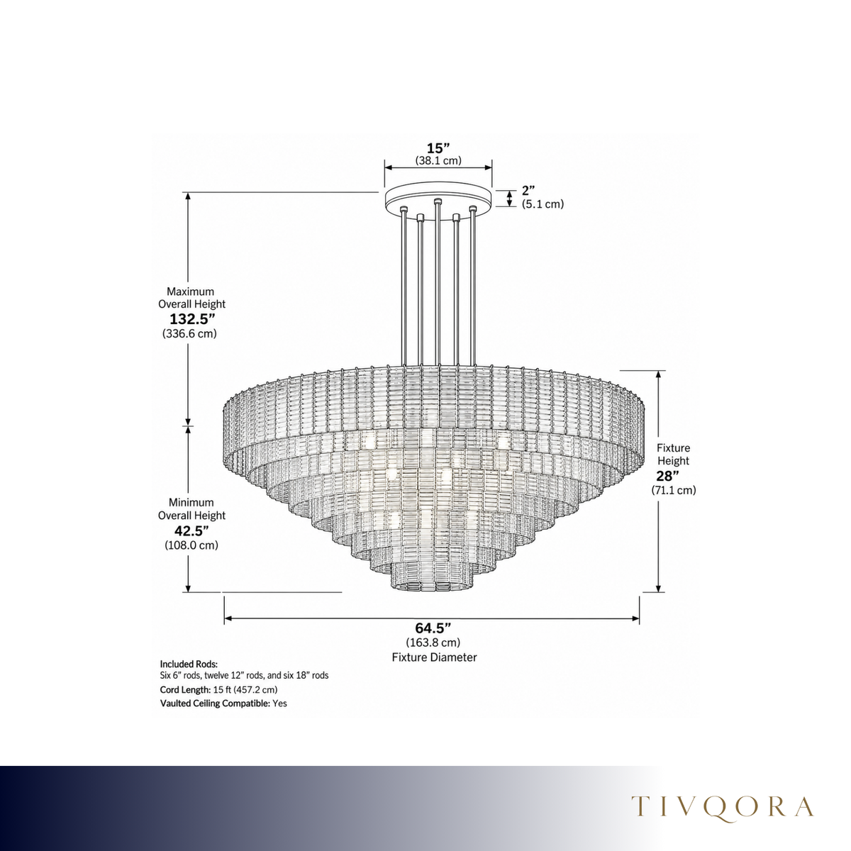 Grand Clear Glass Coastal Ring Chandelier