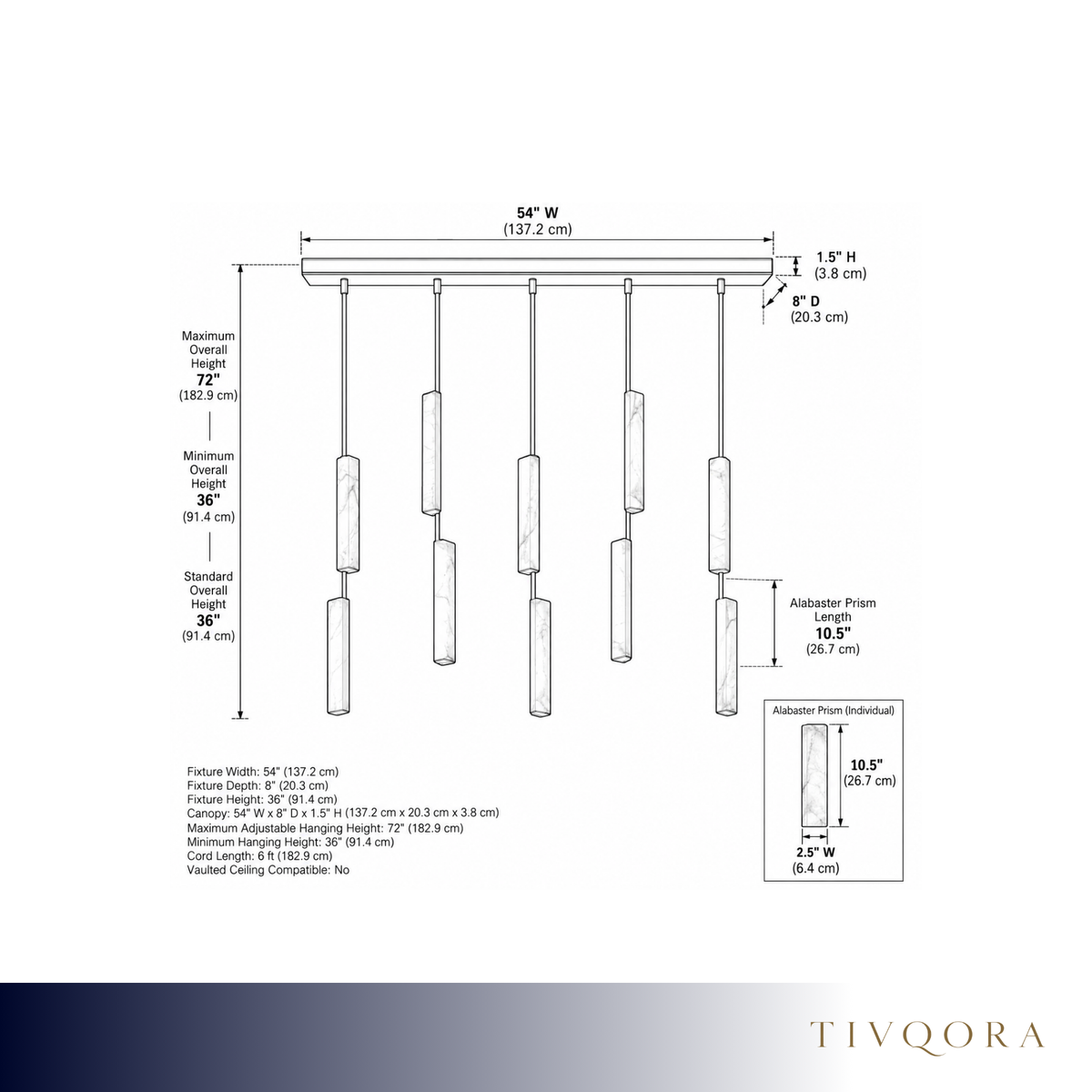 Ultra-Warm Alabaster Prism Beam Chandelier