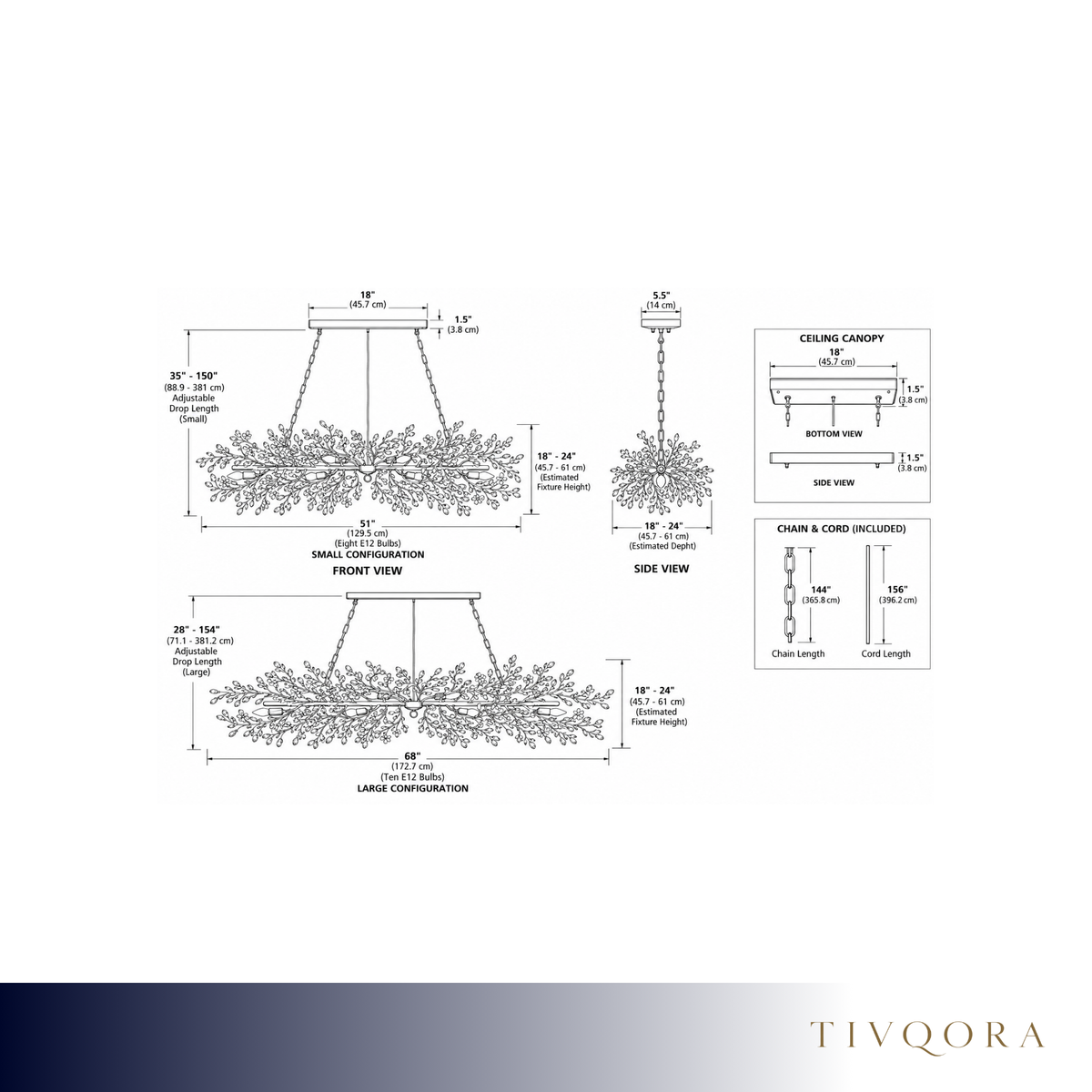 Italian Crystal Floral Branch Chandelier