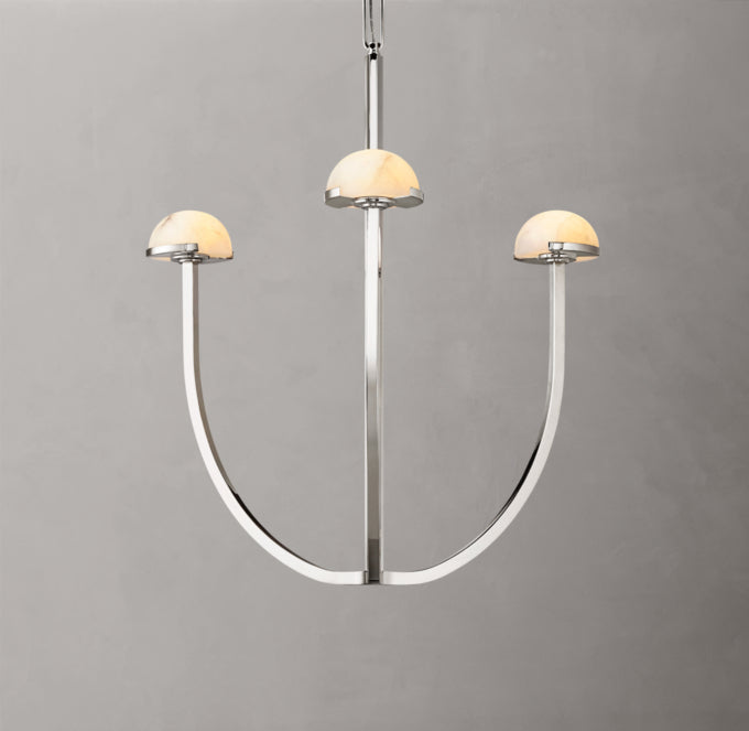 Alabaster Hemisphere Brass Chandelier