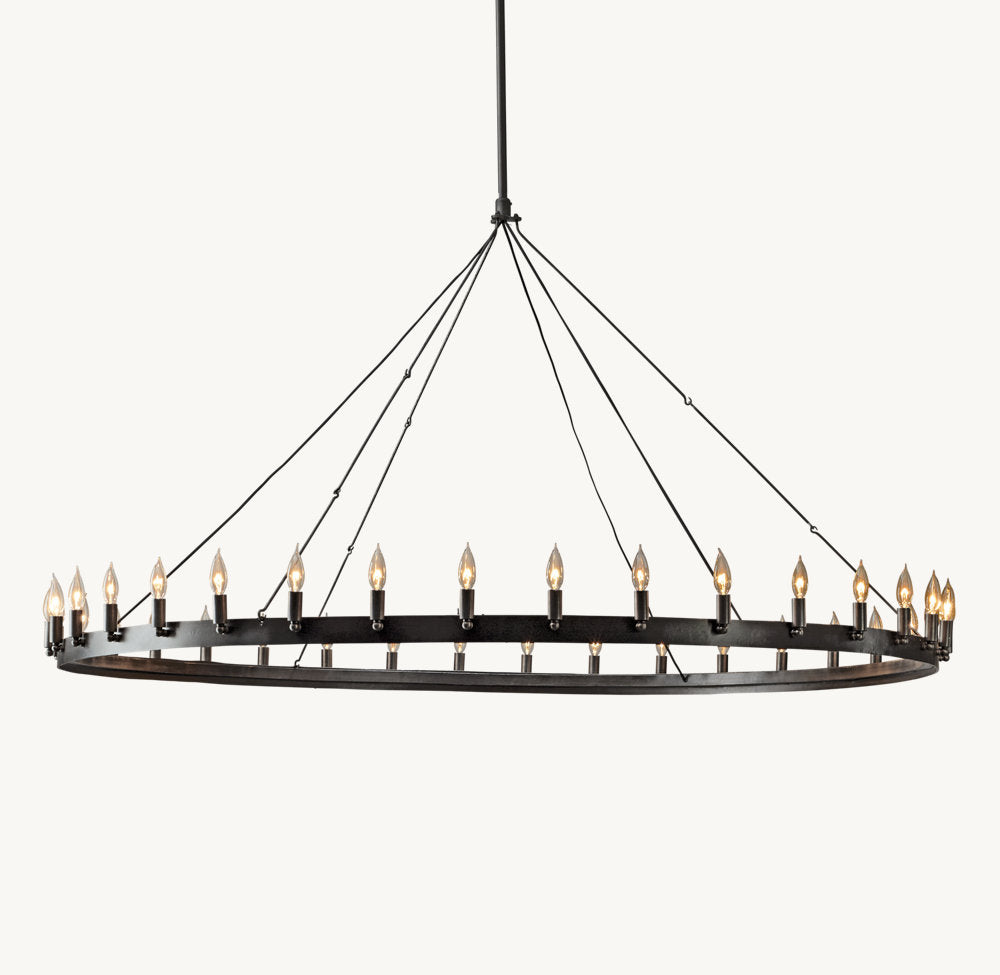Bent Brass Flame Crown Chandelier