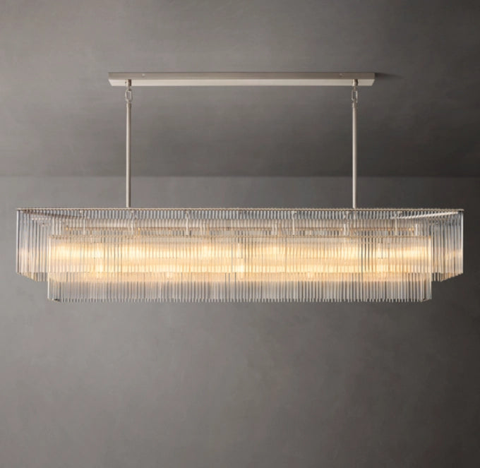 Carved Crystal Rod Island Chandelier