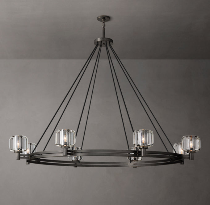 Cast Crystal Grand Halo Chandelier