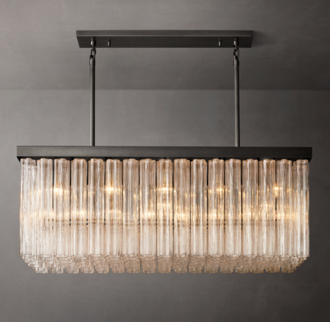 Clear Glass Cascade Island Chandelier