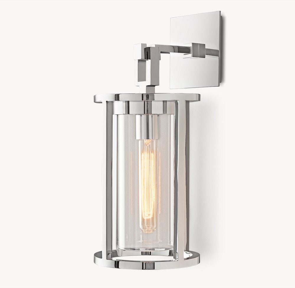 Clear Glass Dual-Shade Outdoor Sconce