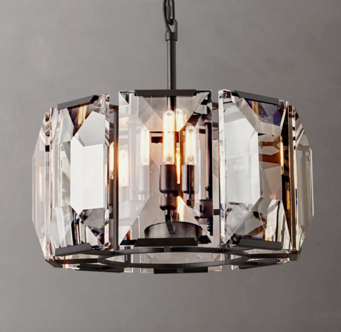 Compact Rectangular Crystal Ring Chandelier