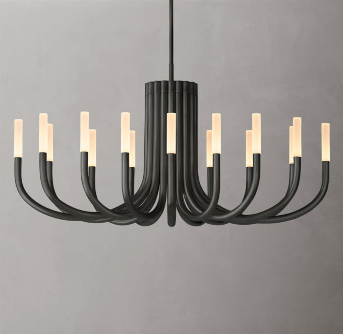 Etched Glass Oval LED Chandelier