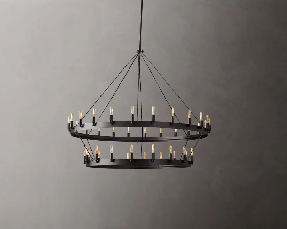 Forged Iron Flame Tier Chandelier