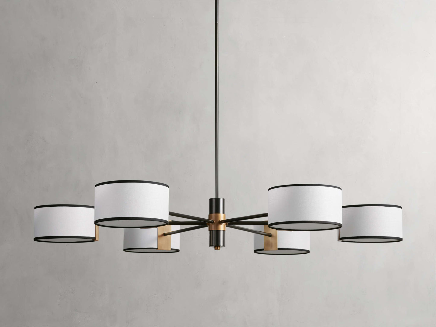 French Parchment Shade Ring Chandelier