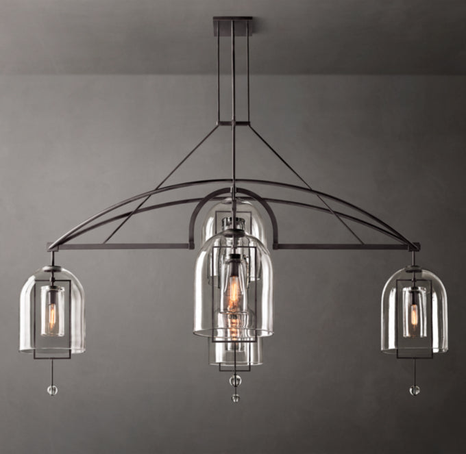 Grand Blown Glass Brass Orb Chandelier