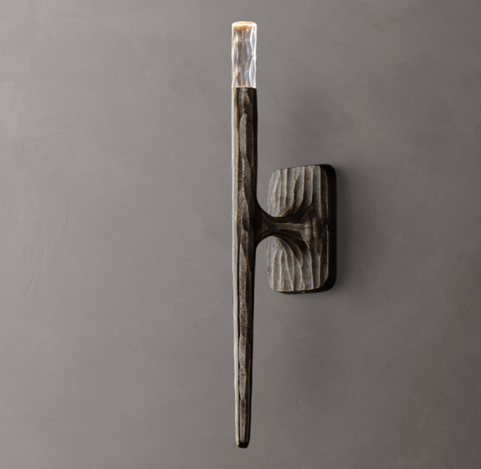 Hammered Metal Faceted Glass Sconce