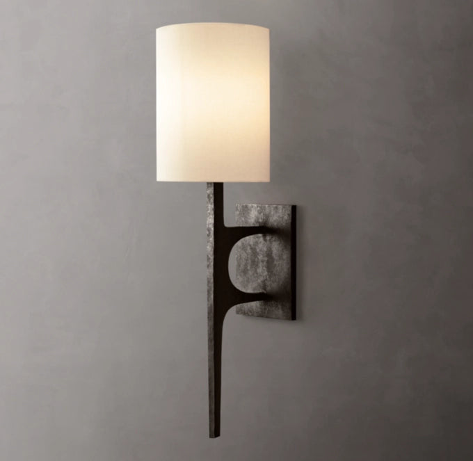 Hammered Metal Linen Cylinder Sconce