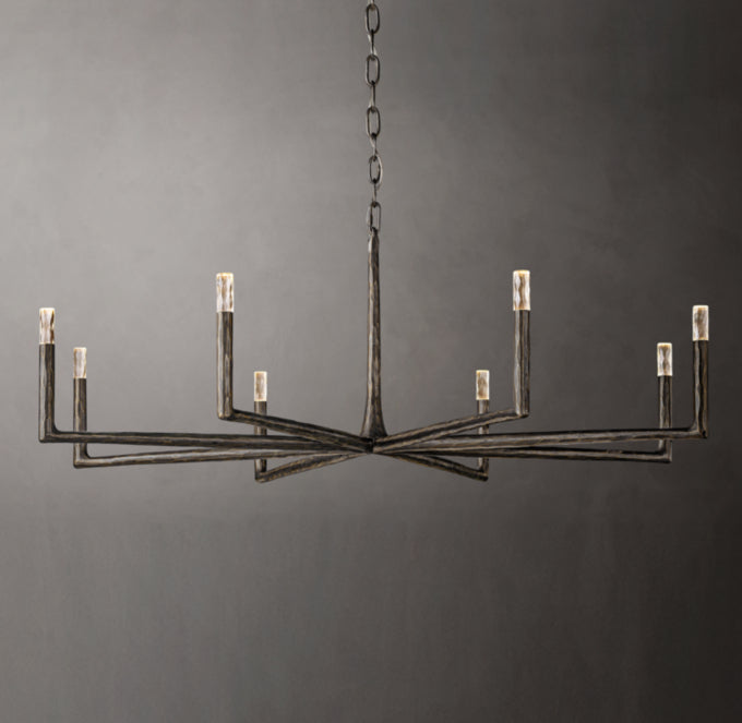 Hand-Hammered Glass Capsule Ring Chandelier
