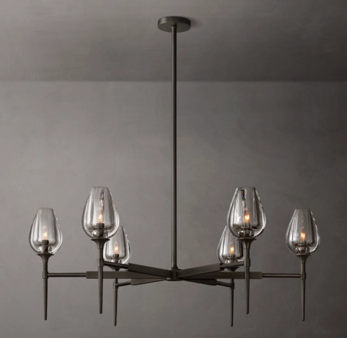 Hand-Polished Crystal Tulip Chandelier
