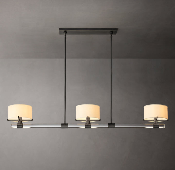 K9 Crystal Linen Shade Island Chandelier
