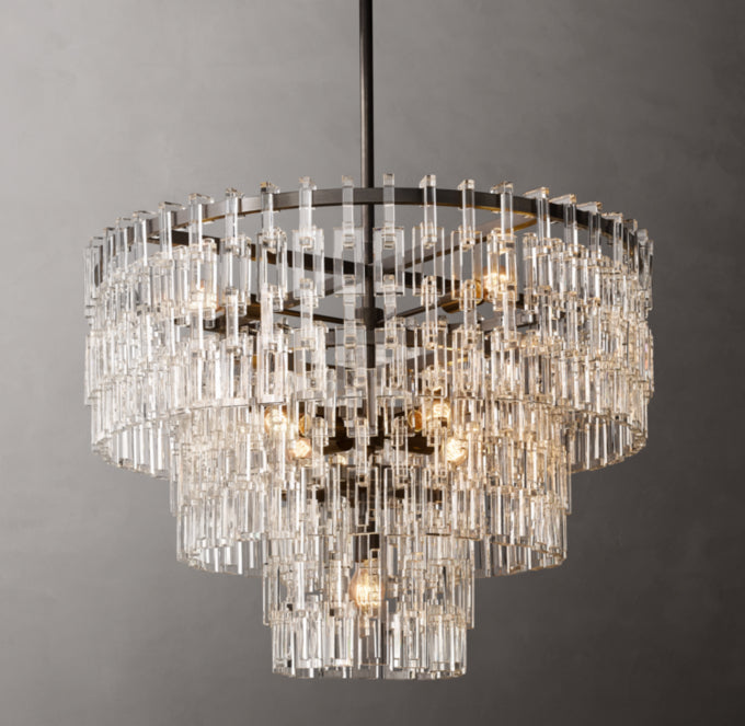 Linked Crystal Chain Drum Chandelier