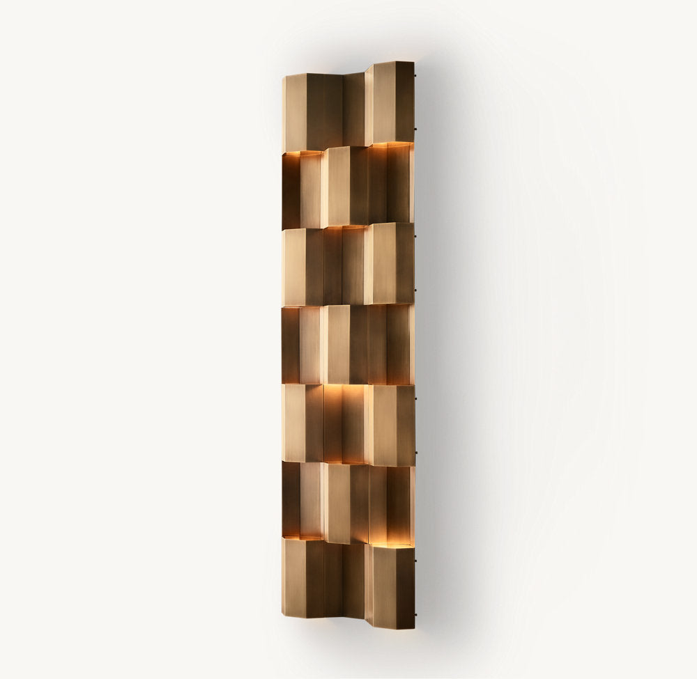 Monumental Brass Lattice Wall Light