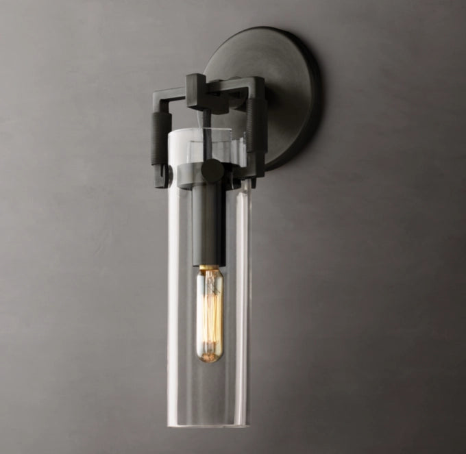 Mouthblown Glass Cylinder Wall Sconce