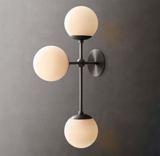 Opal Globe Triple Arc Sconce