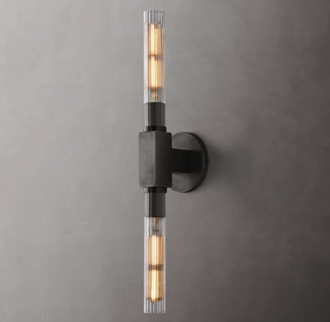 Ribbed Borosilicate Brass Bar Sconce