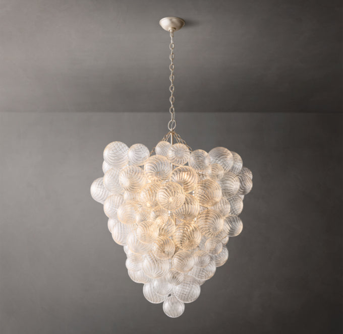 Rippled Glass Orb Foyer Chandelier