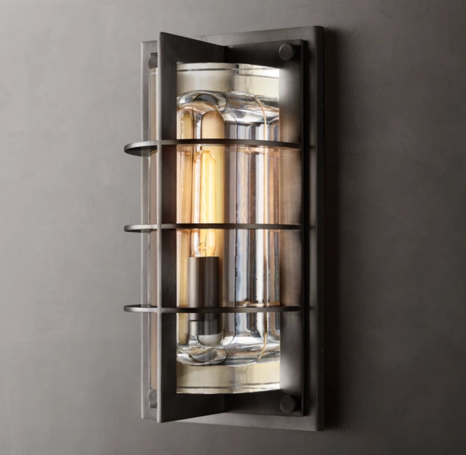 Sand-Cast Crystal Outdoor Lantern Sconce