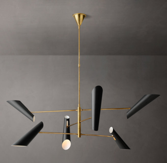 Sculptural Black Shade Mobile Chandelier