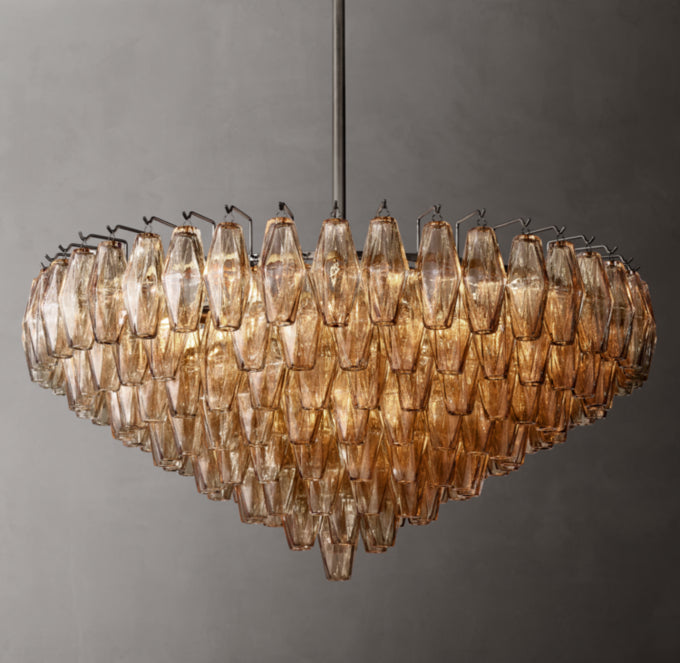 Smoke Glass Cascade Crown Chandelier