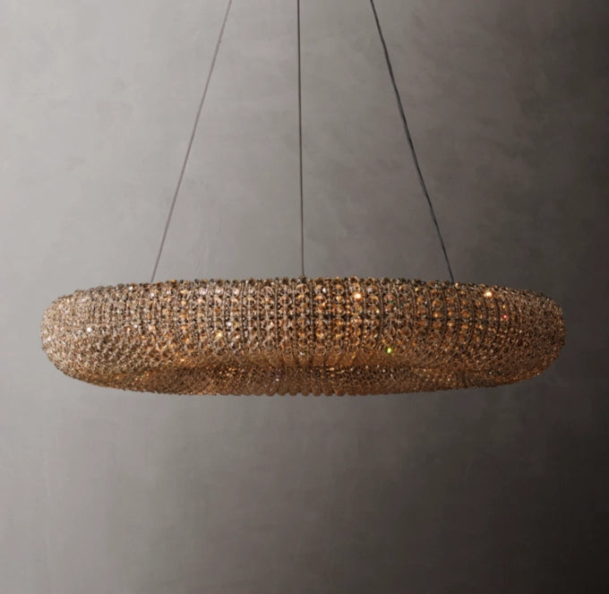 Smoked Crystal Bead Halo Chandelier