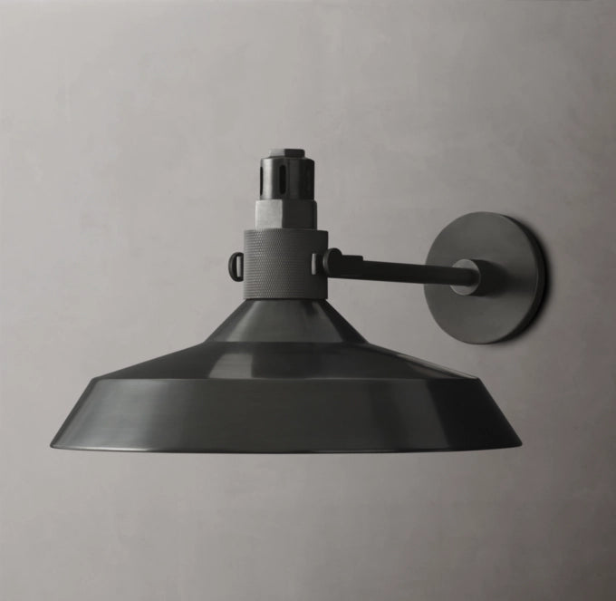 Solid Brass Disc Shade Outdoor Sconce