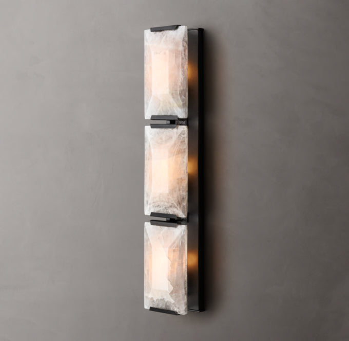 Triple Calcite Prism Column Sconce