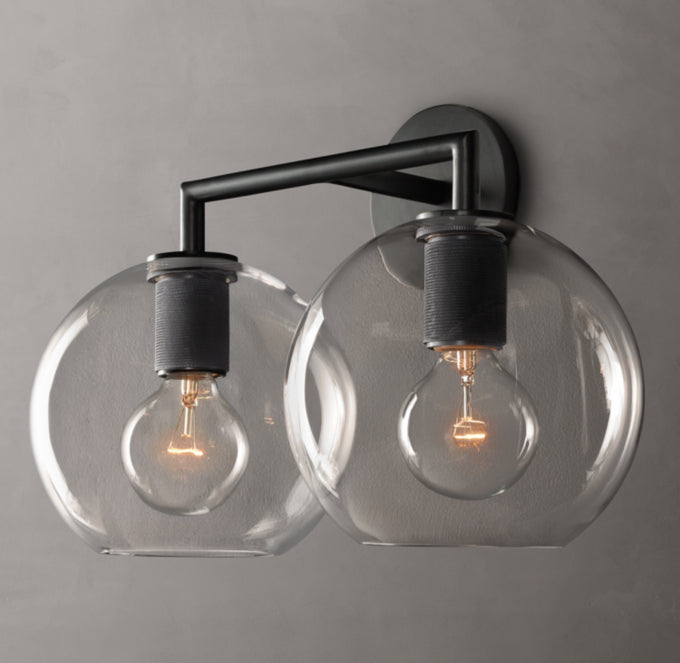 Twin Blown Glass Globe Vanity Sconce