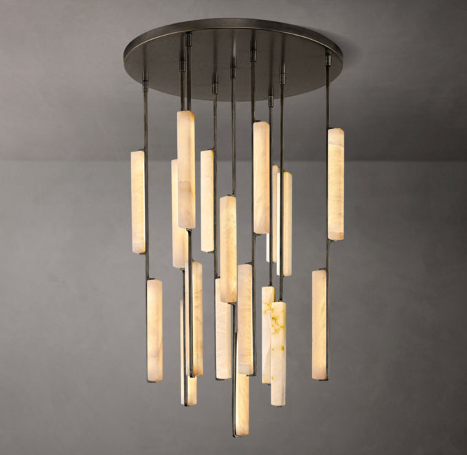 Ultra-Warm Alabaster Prism Ring Chandelier