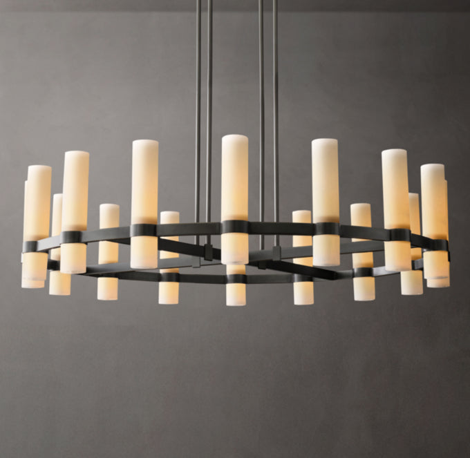 Ultra-Warm Milk Glass Radial Chandelier