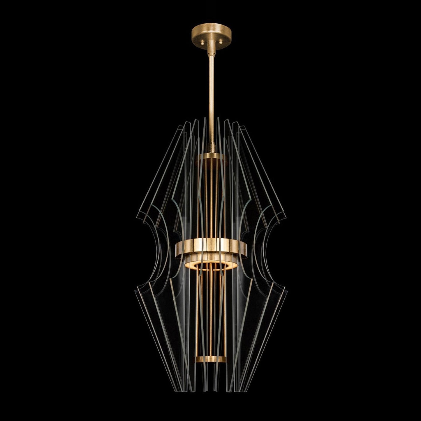 20.5-Inch Carved Crystal LED Pendant / Gold