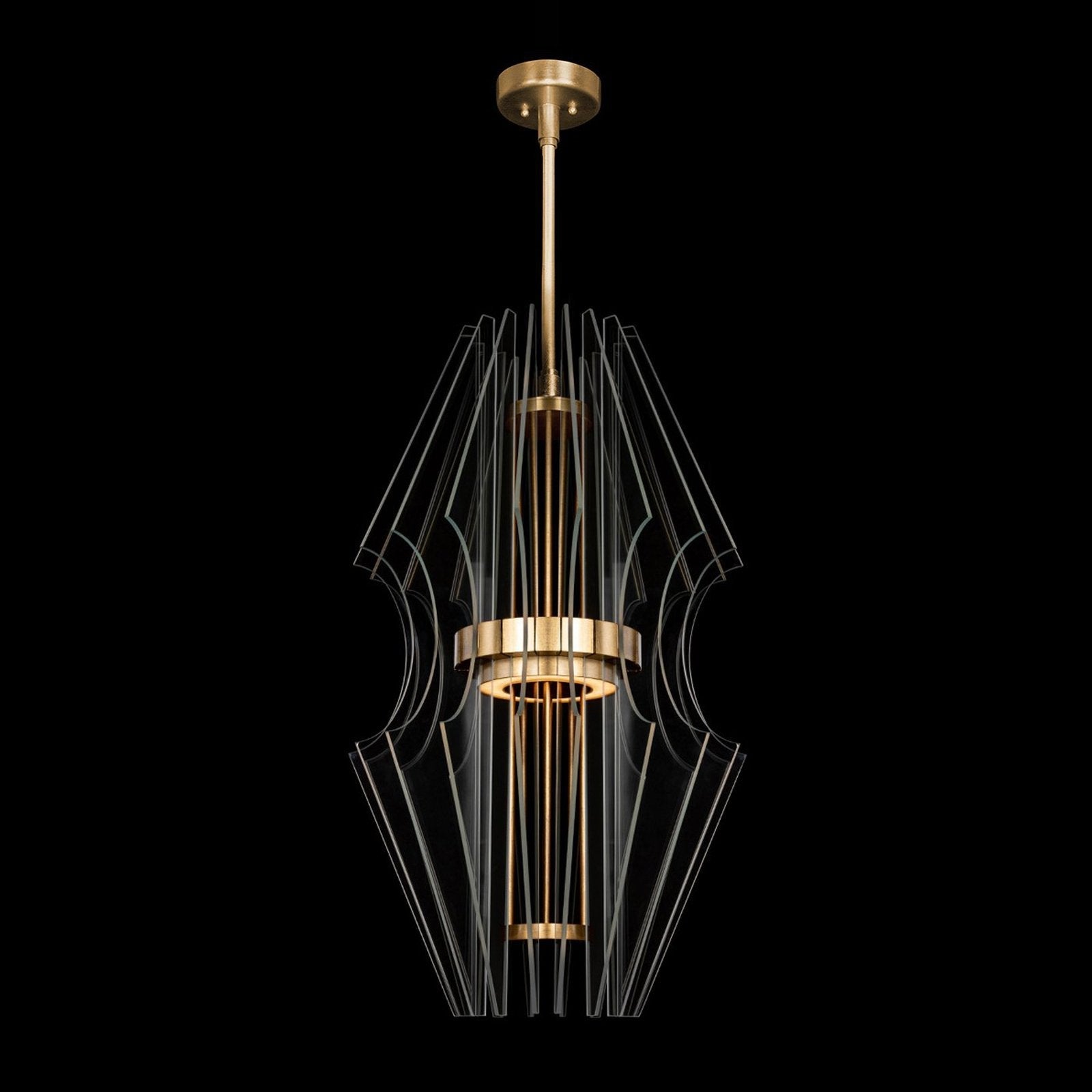 20.5-Inch Carved Crystal LED Pendant / Gold