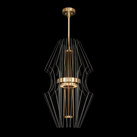 20.5-Inch Carved Crystal LED Pendant / Gold