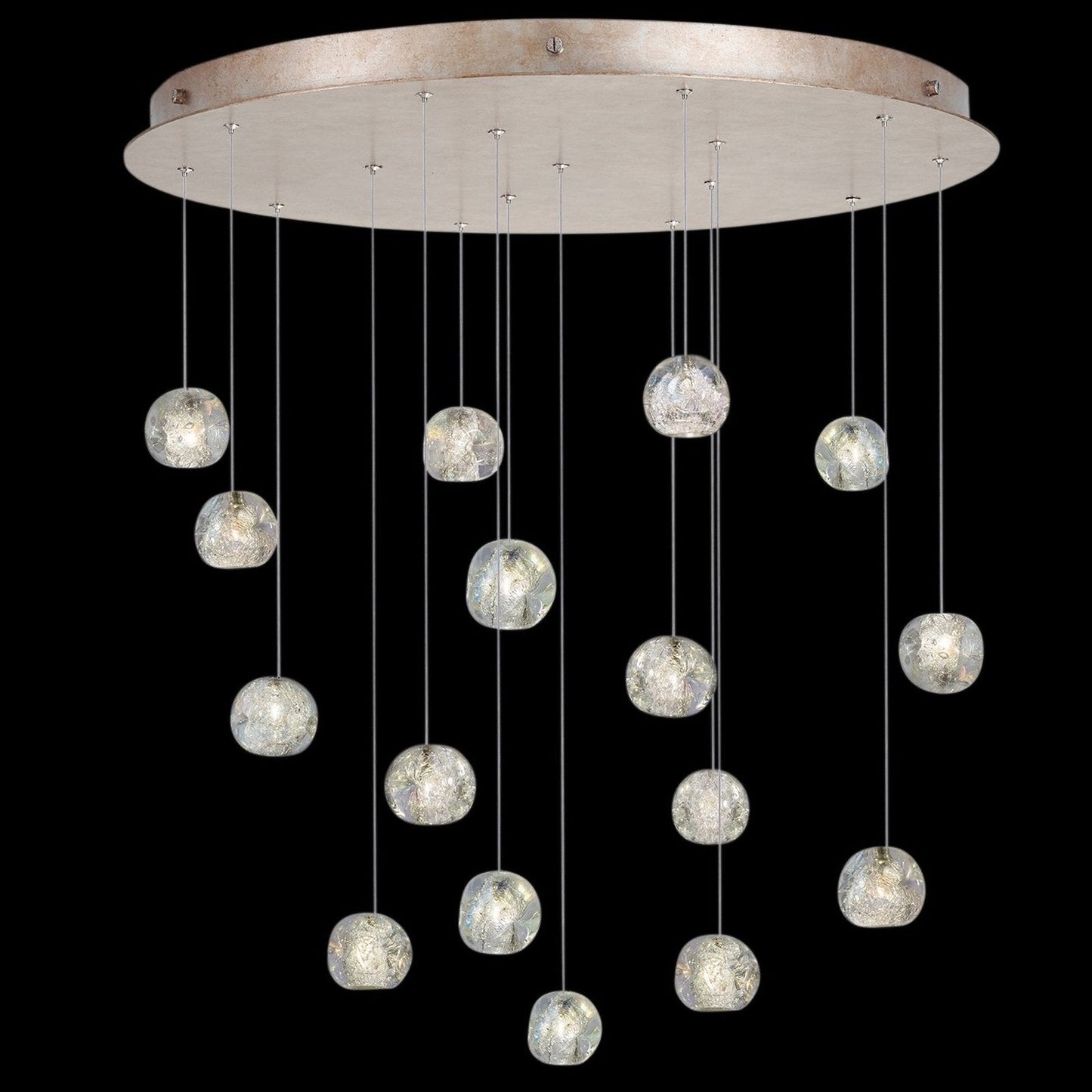 32-Inch Dichroic Crystal Round Pendant Light / Gold