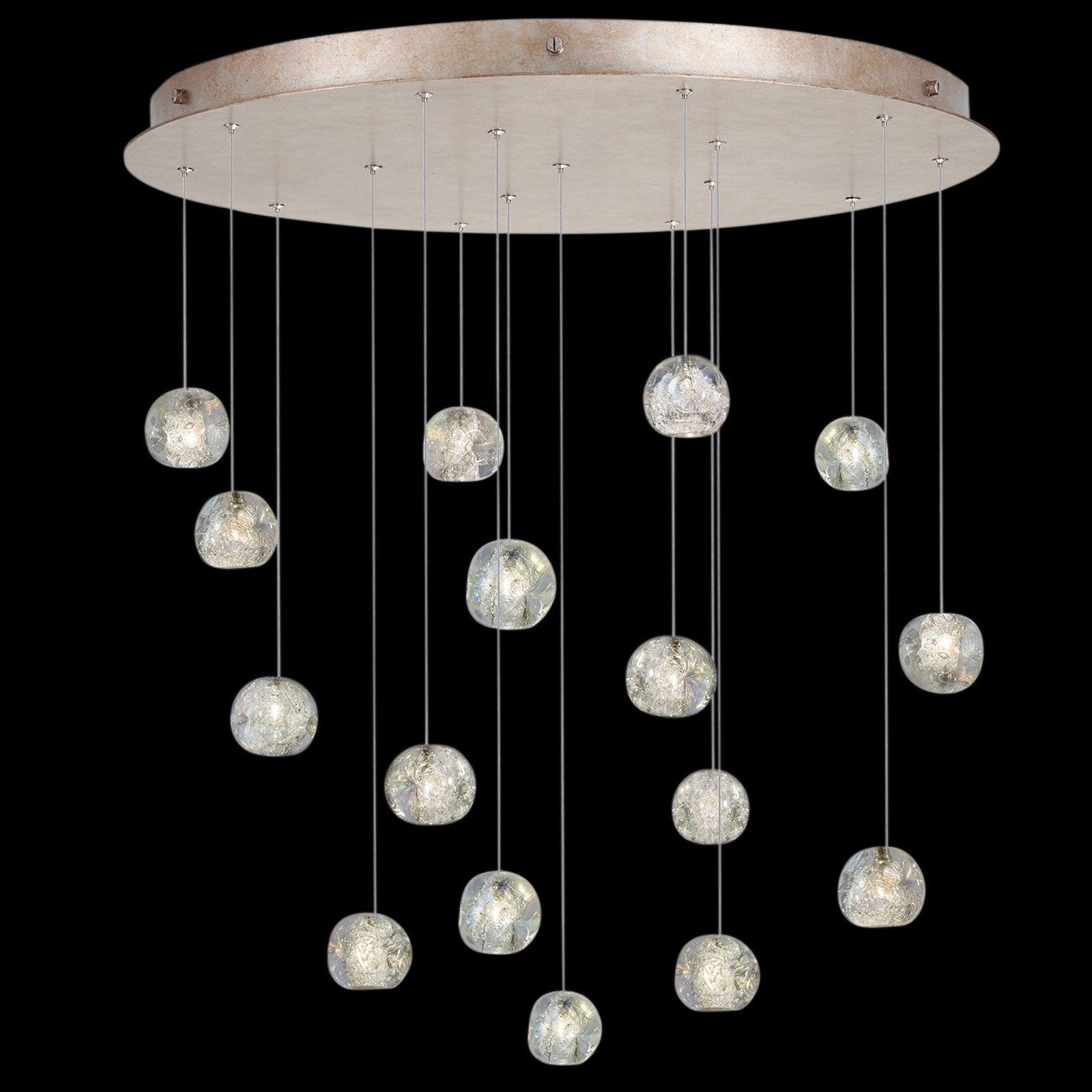32-Inch Dichroic Crystal Round Pendant Light / Gold