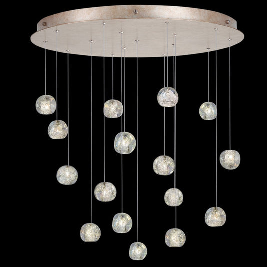 32-Inch Dichroic Crystal Round Pendant Light / Gold