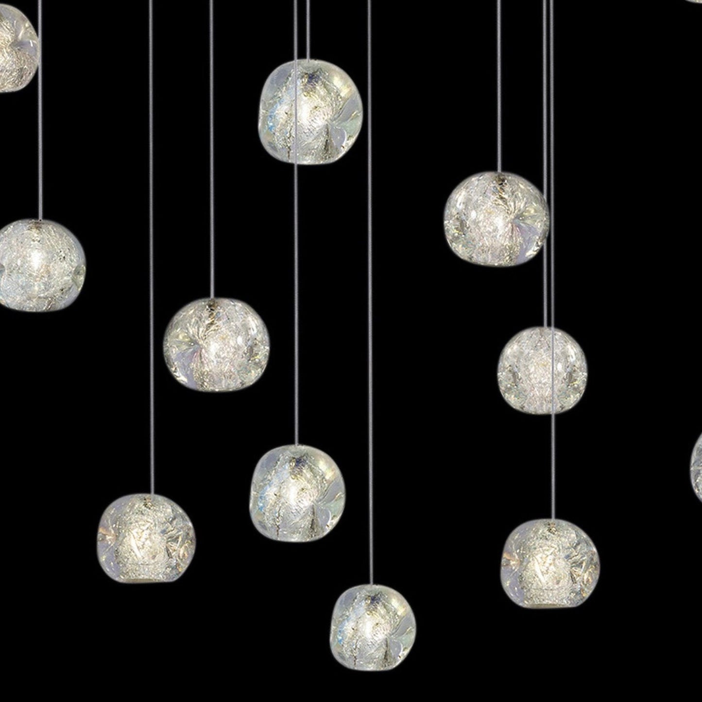 32-Inch Dichroic Crystal Round Pendant Light / Silver
