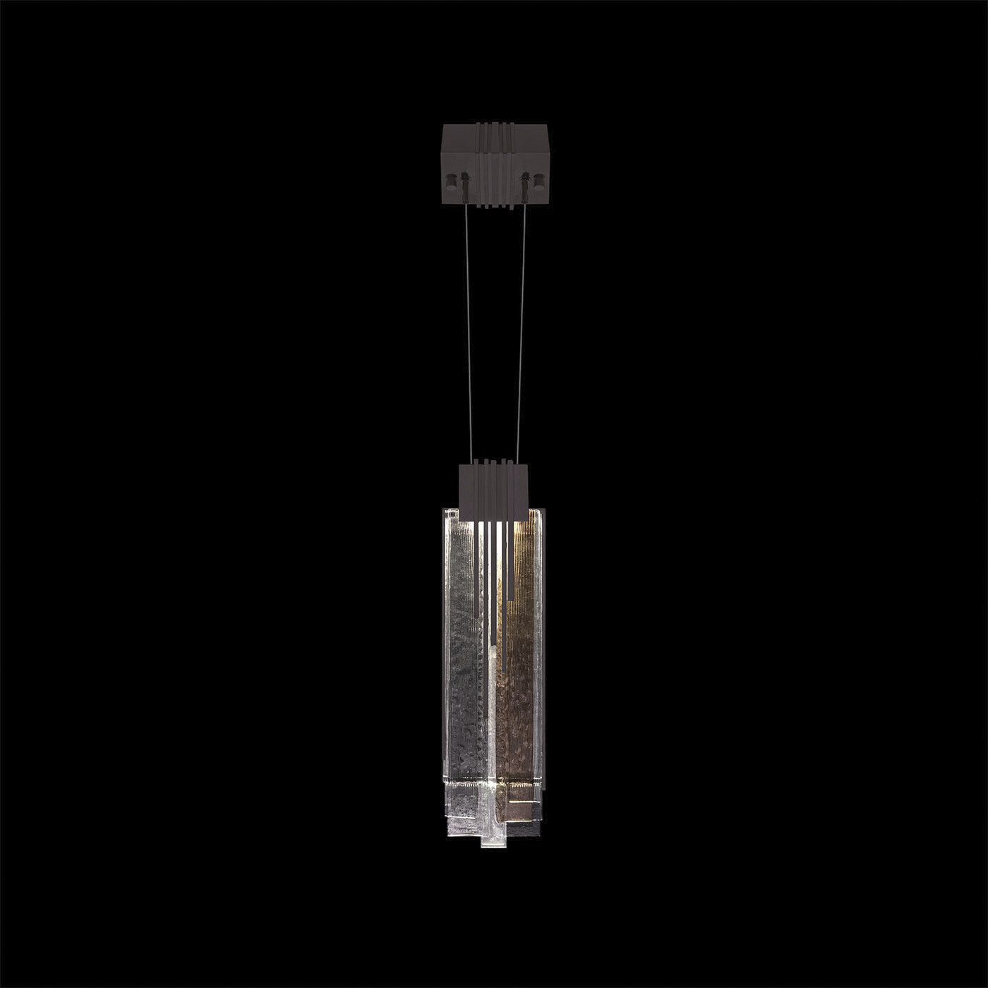 4.5-Inch Layered Fused-Glass Square Pendant / Midnight Steel / Multi-Tone